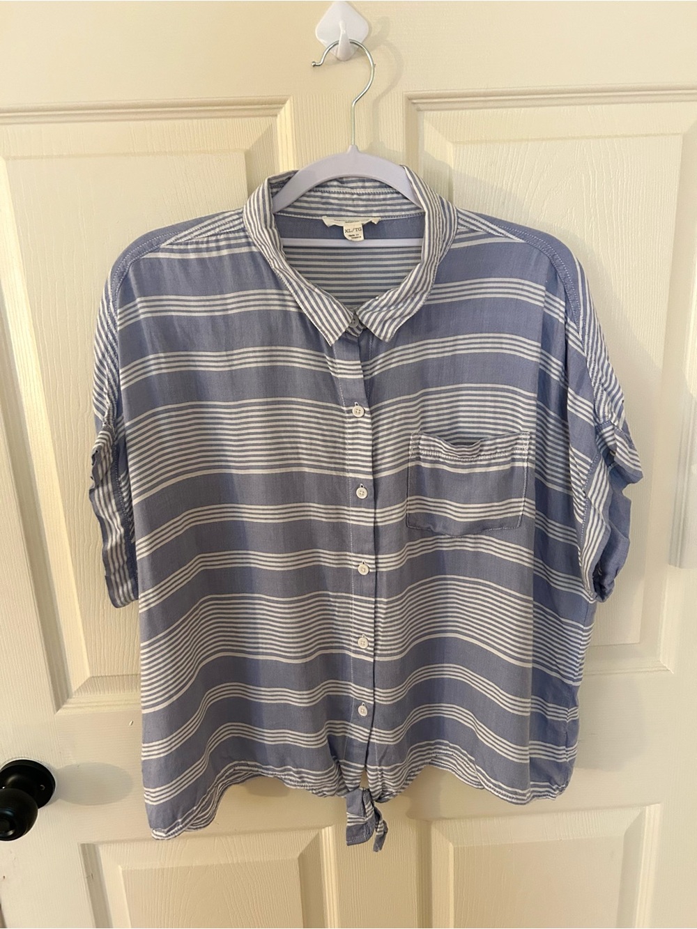 Beachlunchlounge Size XL Blue & White Stripe Boxy Bodice NWOT